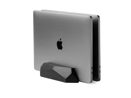 Oakywood Vertikaler Dual-Laptop-Ständer, Naturholz, verstellbares Dock, für Geräte bis zu 2 cm Dicke, kompatibel mit Allen MacBook Pro Air iPad-Oberflächen, für max. 2 Geräte schwarz gebeizte Eiche von Oakywood