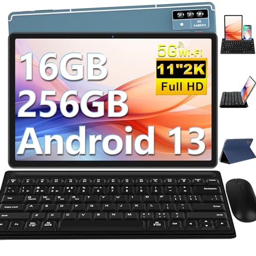 Oangcc 2k+ Tablets 11 Zoll Android 13 Tablet PC, 16 GB (8+8) RAM+256 GB ROM (TF 1TB) 5G WiFi, 2000 x 1200 Pixel, Octa Core 2.0 Ghz|8600mAh |5+13+2MP|BT 5.0|GPS 2 in 1 Tablet mit Maus und Tastatur - von Oangcc