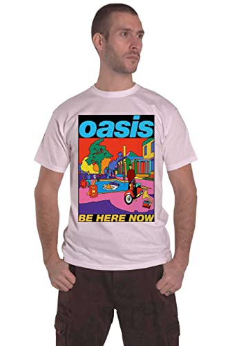 Oasis T-Shirt Be Here Now Illustration Band Logo Neu Offiziell Unisex Weiß Größe XL von Oasis