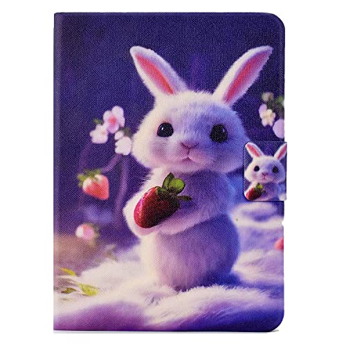 Oaxrui Malerei Hülle für Samsung Galaxy Tab A7 10.4 SM-T500 SM-T505 Ständer Flip Slim Lederhülle Erdbeere Hase von Oaxrui