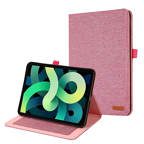 Oaxrui Stoff-Klapphülle für iPad (2022) 10,9 Zoll / iPad 10. Generation, schlank, dünn, Ständer, Stift und Kartenschlitz, Rosa von Oaxrui