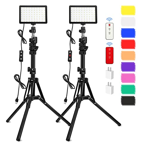 2 Packungen 70 LED Videoleuchte mit 160cm Stativ, Obeamiu 5600K USB Studio-Beleuchtungsset für Tisch-Flachwinkelaufnahmen farbenfroh Beleuchtung Produktporträt YouTube-Videofotografie, USB-Ladegerät von Obeamiu