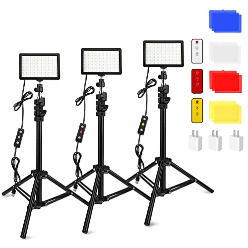 3 Packungen 70 LED Videoleuchte, Obeamiu 5600K USB Studio-Beleuchtungsset für Tisch-Flachwinkelaufnahmen farbenfroh Beleuchtung Produktporträt YouTube-Videofotografie (3 Packungen-D) von Obeamiu