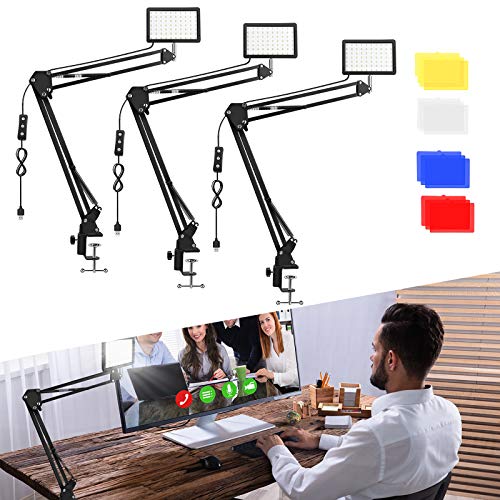 3 Packungen 70LED Videoleuchte mit Klemmaufhängung Scherenarmständer/Farbfilter, Obeamiu 5600K USB Studio Beleuchtungsset für YouTube 3 Packungen 70LED Videoleuchte mit Klemmaufhängung Scherenarmständer/Farbfilter, Obeamiu 5600K USB Studio Beleuchtungsset für YouTube von Obeamiu