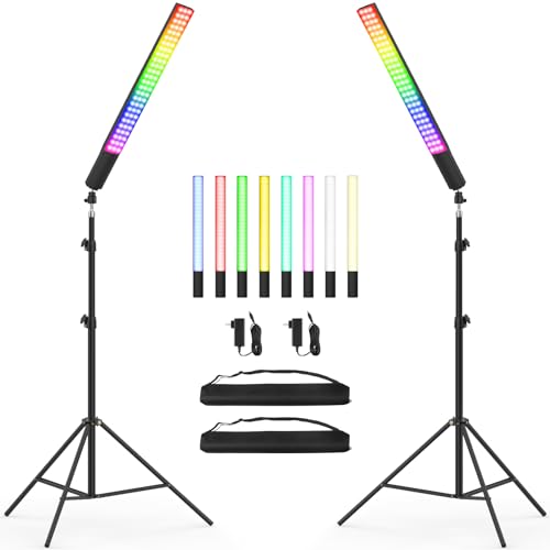 Obeamiu 2 Packungen RGB Fotografie Lichtstab Kit, Dimmbar 2500-8500K LED Lichtstab mit 8000mAh Akku, Studio-Lichtleiste mit Tragetasche für Videoaufnahmen, Fotografie, YouTube, TikTok, Vlog Obeamiu 2 Packungen RGB Fotografie Lichtstab Kit, Dimmbar 2500-8500K LED Lichtstab mit 8000mAh Akku, Studio-Lichtleiste mit Tragetasche für Videoaufnahmen, Fotografie, YouTube, TikTok, Vlog von Obeamiu