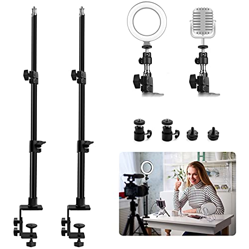 Obeamiu 2 Stück C-Klemm-Schreibtischhalterung Lichtständer mit 6.35 mm Kugelkopf und Blitzschuh-Adapter, 53.3 - 114.7 cm verstellbare Tischhalterung für DSLR-Kamera, Ringlicht, Mikrofon, Webcam Obeamiu 2 Stück C-Klemm-Schreibtischhalterung Lichtständer mit 6.35 mm Kugelkopf und Blitzschuh-Adapter, 53.3 - 114.7 cm verstellbare Tischhalterung für DSLR-Kamera, Ringlicht, Mikrofon, Webcam von Obeamiu