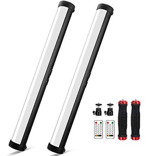 Obeamiu 2er-Pack RGB-LED-Video-Lichtstab, 2600–9600K tragbare Fotografie-Beleuchtung, eingebauter 5000mAh, wiederaufladbarer Akku, 21 Lichteffekte für Video-Konferenzaufnahmen, Live-Streaming von Obeamiu