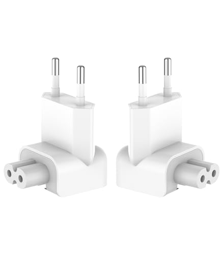 Oblinple 2 Stücke Reiseladegerät Konverter für iPhone iPod, EU Ladestecker Ladeadapter Ersatzstecker, US Duck Head Stecker Power Adapter, Netzteil, Duckhead Charger EU Plug iPad MacBook Ladegerät von Oblinple