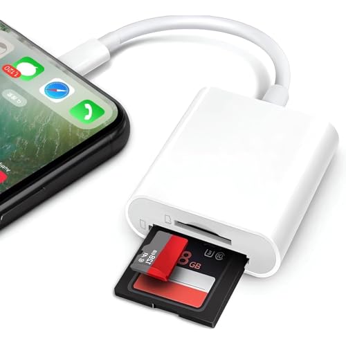 Oblinple 2 in 1 SD Kartenleser für iPhone iPad, mit Dual Slot für Micro SD/SD, Speicherkarte Kamera，Fotografie Speicherkartenadapter, gleichzeitiges Laden, Plug and Play von Oblinple