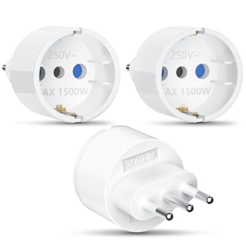 Adapter Italien Steckdose 3 Stück Reiseadapter Italien, Steckdosenadapter Italien Reisestecker Italien Adapter Italien Adapter Steckdose Italien Europa/Deutschland auf Italien Reisestecker von Obllemn