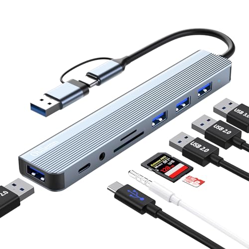 USB C Hub 3.0, 8 in 1 USB Hub 3.0 Multiport Adapter mit SD, TF, USB 3.0, USB 2.0, 3.5 mm Audio Anschlüsse, Hub USB C für MacBook Air/Pro, Galaxy, iPad, Windows usw USB C Hub 3.0, 8 in 1 USB Hub 3.0 Multiport Adapter mit SD, TF, USB 3.0, USB 2.0, 3.5 mm Audio Anschlüsse, Hub USB C für MacBook Air/Pro, Galaxy, iPad, Windows usw von Obllemn