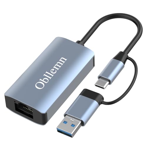 Obllemn USB C auf Ethernet Adapter, LAN Adapter 3.0, RJ45 Gigabit Ethernet LAN 1000 Mbps Netzwerkadapter, USB Ethernet Adapter 10/100/1000Mbps für Laptop, PC mit Windows XP, Vista, Linux, Mac von Obllemn
