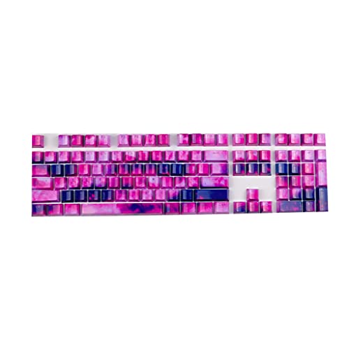 Obokidly 1 Set Star Tastenkappen PBT 104 Stück Tastenkappen 6,25 x Space OEM Profil Tastenkappen für mechanische Tastaturen ABS Doppelfarbdruck für 60/87/104/108 MX mechanische(pink-lila-stern) von Obokidly