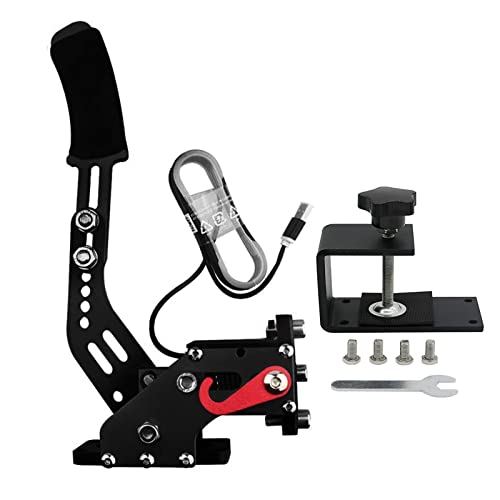 Obokidly 2-in-1 USB-Handbremse mit Klemmträger G27/G29/G920, kompatibel mit PS4/Xbox One und PC für Simracing Game Sim Rig (unterstützt G920 mit Klemme, schwarz) von Obokidly