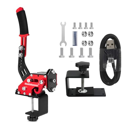Obokidly 3-IN-1 USB-Handbremse mit Klemme, unterstützt G923, kompatibel mit XBOX/XBOX ONE/XBOX SeriesX/S, für Sim-Rennspiele, Sim-Rig (Red) von Obokidly