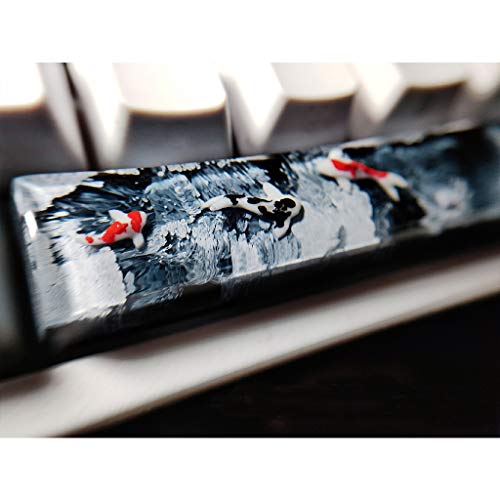 Obokidly Customized Keycaps Handgemachte Gradient Grau-Grün Koi Fisch OEM Harz Key Cap Mechanische Tastatur Keycaps Für Cherry MX Keyboard, nur Keycap (C-Black 6.25OEM) von Obokidly