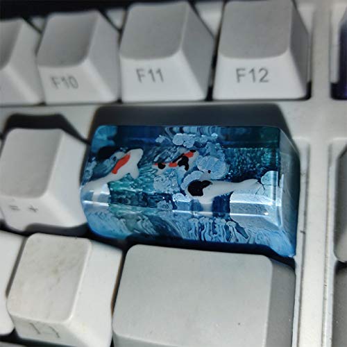Obokidly Customized Keycaps Handgemachte Gradient Green-Blue Koi Fisch Keycaps OEM Harz Custom Made Keycaps für Cherry MX Tastatur, nur Keycap (C-2U) von Obokidly