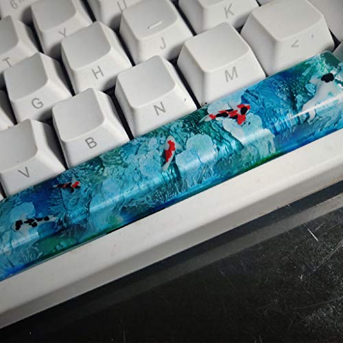 Obokidly Customized Keycaps Handgemachte Gradient Green-Blue Koi Fisch Keycaps OEM Harz Custom Made Keycaps für Cherry MX Tastatur, nur Keycap (D-6.25OEM) von Obokidly