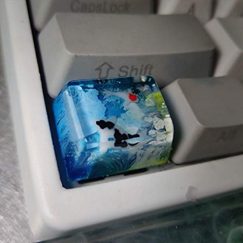 Obokidly Customized Keycaps Handgemachte Gradient Green-Blue Koi Fisch Keycaps OEM Resin Custom Made Keycaps für Cherry MX Tastatur, nur Keycap (B-1.25U) von Obokidly