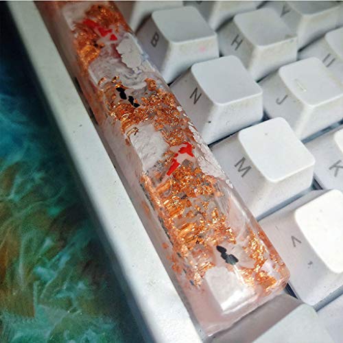 Obokidly Customized Keycaps Handgemachte Gradient Weißgold Koi Fisch Keycap OEM Harz Key Cap Keycaps Für Cherry MX Tastatur, nur Keycaps (D-6.25OEM) von Obokidly