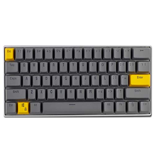 Obokidly DIY 61 Tasten PBT Tastenkappen OEM Übersicht Set Dicke Tastenkappen 61 Mechanische Tastatur für Cherry MX mechanische Tastatur Hintergrundbeleuchtung, nur Tastenkappe (grau-gelb) von Obokidly