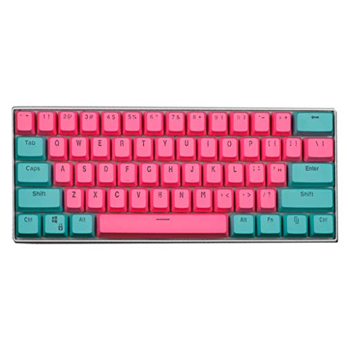 Obokidly DIY 61 Tasten PBT Tastenkappen OEM Übersicht Set Dicke Tastenkappen 61 Mechanische Tastatur für Cherry MX mechanische Tastatur Hintergrundbeleuchtung, nur Tastenkappe (rosa-cyan) von Obokidly