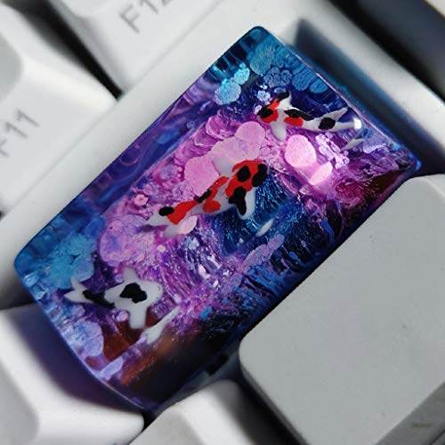 Obokidly Keycasp Original-Tastenkappen, handgefertigt, mit Farbverlauf, Lake Loi Fish Keycaps OEM Resin Key Cap Mechanische Tastatur Artisan Keycaps für Cherry MX Keyboard, nur Keycap (C-2U) von Obokidly