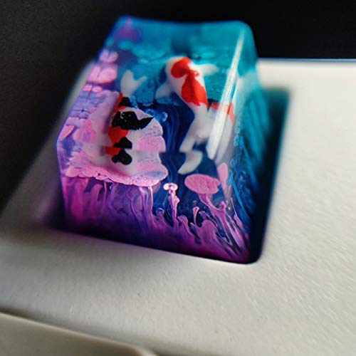 Obokidly Maßgeschneiderte Keycasp Original Handgemachte Gradient Lake Loi Fish Keycaps OEM Resin Key Cap Mechanische Tastatur Artisan Keycaps für Cherry MX Keyboard, nur Keycap (A-1U) von Obokidly