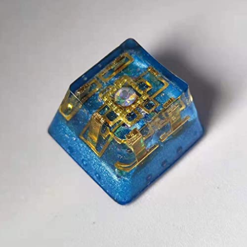 Obokidly Tastenkappe mit Hintergrundbeleuchtung, geheimes Gold Realm, handgefertigt, für OEM-MX, mechanisches Multi-Harz-Tastenkappen für OEM-Tastatur, nur Tastenkappen (1U-Sky Blue) von Obokidly