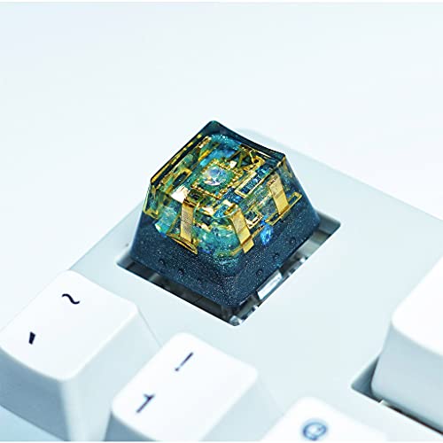 Obokidly Tastenkappe mit Hintergrundbeleuchtung, geheimes Gold Realm Original handgefertigt für OEM MX Mechanische Multi-Harz-Tastenkappen für OEM-Tastatur, nur Tastenkappen (1U-Grün) von Obokidly