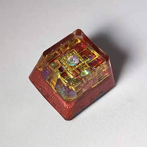 Obokidly Tastenkappe mit Hintergrundbeleuchtung, geheimes Gold Realm Original handgefertigt für OEM MX Mechanische Multi-Harz-Tastenkappen für OEM-Tastatur, nur Tastenkappen (1U-Weinrot) von Obokidly