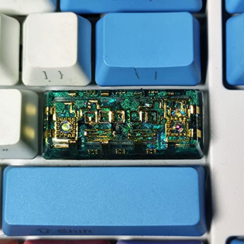 Obokidly Tastenkappe mit Hintergrundbeleuchtung, geheimes Gold Realm Original handgefertigt für OEM MX Mechanische Multi-Harz-Tastenkappen für OEM-Tastatur, nur Tastenkappen (2,25U-Grün) von Obokidly