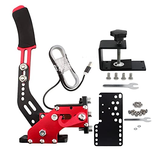 Obokidly USB-Handbremse mit Klemme Unterstützung G29 kompatibel mit PS4/PS5 für Sim-Rennspiele Sim-Rig Upgrade-Version nur für PS4/PS5 (Rot - mit fester Platte für PS5/PS4) von Obokidly