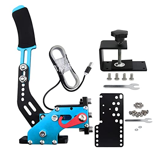 Obokidly USB-Handbremse mit Klemme Unterstützung G29 kompatibel mit PS4/PS5 für Sim-Rennspiele Sim-Rig Upgrade-Version nur für PS4/PS5 (blau - mit fester Platte für PS5/PS4) von Obokidly
