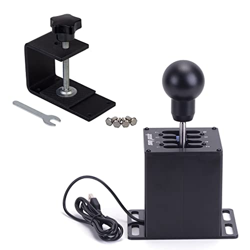 Obokidly Upgrade USB 8 Gang Shifter Handbremse Unterstützung für G29 / G27 / G25 / G920 / G923 Nur kompatibel mit PC für Simracing-Spiel (Schwarz - USB 8 Gears Shifter mit Klemme nur für PC) von Obokidly