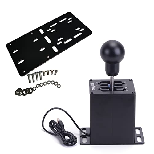 Obokidly Upgrade USB 8 Gang Shifter Handbremse Unterstützung für G29 / G27 / G25 / G920 / G923 Nur kompatibel mit PC für Simracing-Spiel (Schwarz - USB 8 Gears Shifter mit Platte nur für PC) von Obokidly