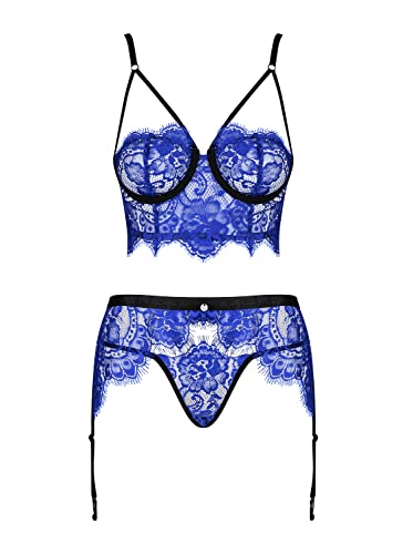 Obsessive Feminines Dessous Set mit Spitzenmuster L/XL von Obsessive