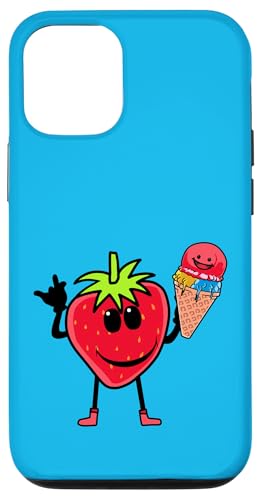 Lustige Erdbeere Erdbeeren Sommer Sommerzeit Eiskrem Eiscrem Hülle für iPhone 12/12 Pro von Obst Früchte Frucht
