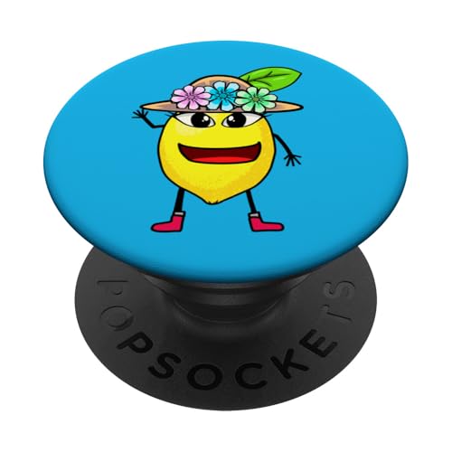 Lustige Zitrone Früchte Retro Kinder Kind Mädchen Teenies PopSockets Klebender PopGrip von Obst Früchte Frucht