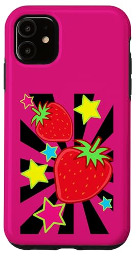 Retro 80er Erdbeeren Erdbeere Vintage 90er Obst Sommerzeit Hülle für iPhone 11 von Obst Früchte Frucht