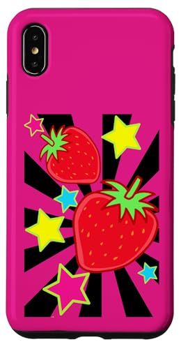 Retro 80er Erdbeeren Erdbeere Vintage 90er Obst Sommerzeit Hülle für iPhone XS Max von Obst Früchte Frucht