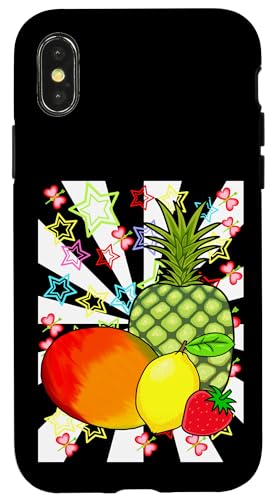 Retro Obst Früchte Frucht Sommerzeit Vintage 80er 90er Kind Hülle für iPhone X/XS von Obst Früchte Frucht