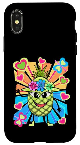 Retro Obst Früchte Vintage Sommerzeit Ananas lustig Sommer Hülle für iPhone X/XS von Obst Früchte Frucht