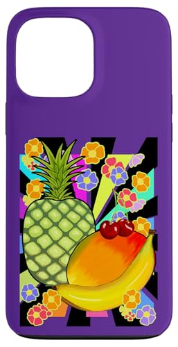 exotisch 90er Obst Früchte 80er Retro Frucht Vintage Blume Hülle für iPhone 13 Pro Max von Obst Früchte Frucht