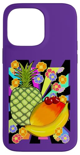 exotisch 90er Obst Früchte 80er Retro Frucht Vintage Blume Hülle für iPhone 14 Pro Max von Obst Früchte Frucht