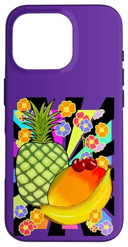 exotisch 90er Obst Früchte 80er Retro Frucht Vintage Blume Hülle für iPhone 16 Pro von Obst Früchte Frucht