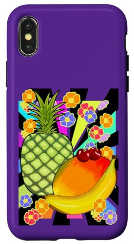 exotisch 90er Obst Früchte 80er Retro Frucht Vintage Blume Hülle für iPhone X/XS von Obst Früchte Frucht