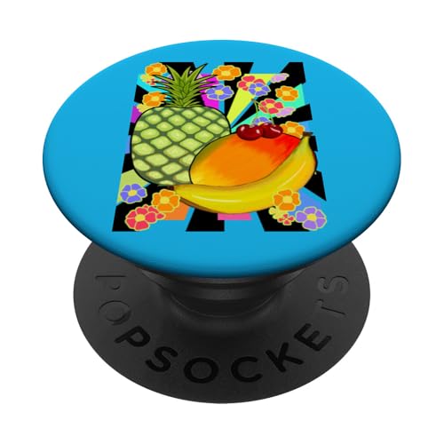 exotisch 90er Obst Früchte 80er Retro Frucht Vintage Blume PopSockets Klebender PopGrip von Obst Früchte Frucht