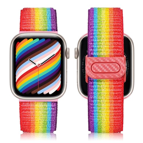 Ocaer Kompatibel mit Apple Watch 46mm 45mm 44mm 49mm 42mm, Sport Nylon Loop iWatch Armband für Apple Watch Ultra 2/1 Series 10 9 8 7 6 5 4 3 2 1 SE, Stoff Geflochtenes Band für Herren Damen,Regenbogen Ocaer Kompatibel mit Apple Watch 46mm 45mm 44mm 49mm 42mm, Sport Nylon Loop iWatch Armband für Apple Watch Ultra 2/1 Series 10 9 8 7 6 5 4 3 2 1 SE, Stoff Geflochtenes Band für Herren Damen,Regenbogen von Ocaer