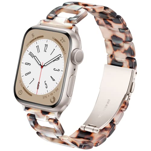 Ocaer Kompatibel mit Apple Watch 49mm 45mm 44mm 42mm, Mode Harz Apple Watch Armband mit Edelstahl Schnalle für Apple Watch Ultra 2 /Ultra/Series 9 8 7 6 5 4 3 2 1 SE (Schildkröte Schale Polarstern) von Ocaer